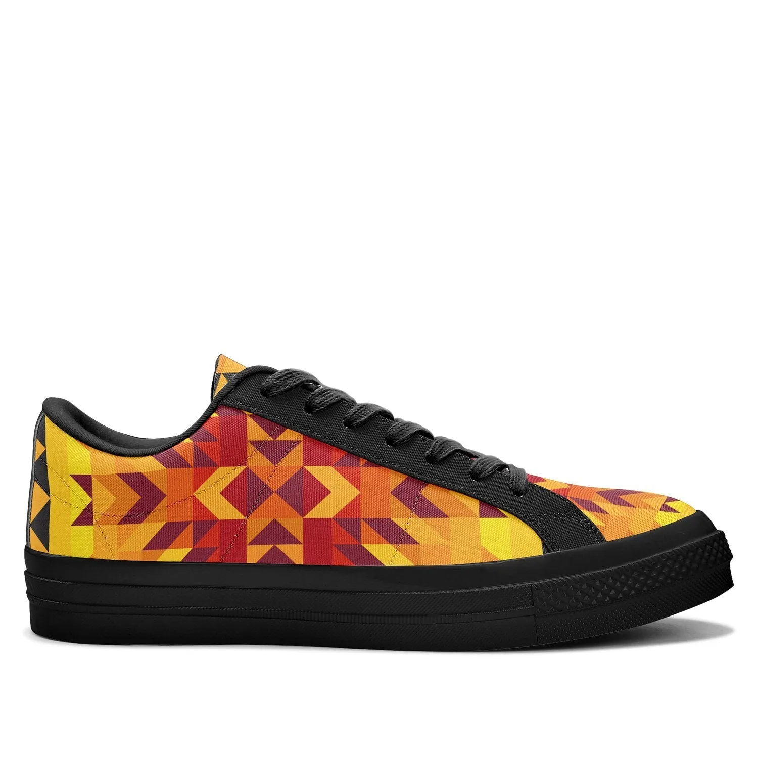 Desert Geo Yellow Red Aapisi Low Top Canvas Shoes Black Sole