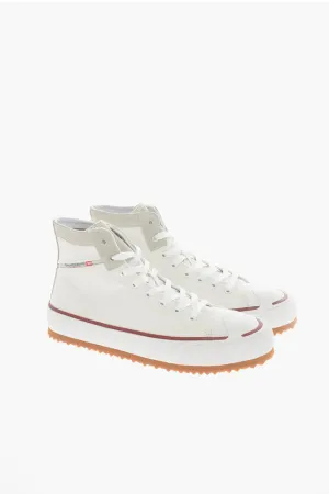 Diesel Canvas and Suede S-PRINCIPIA Low-Top Sneakers with Platform