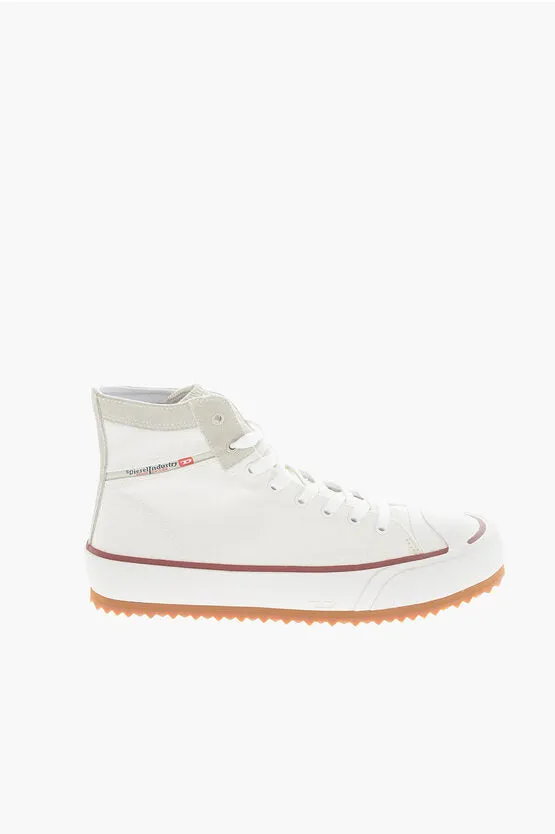 Diesel Canvas and Suede S-PRINCIPIA Low-Top Sneakers with Platform