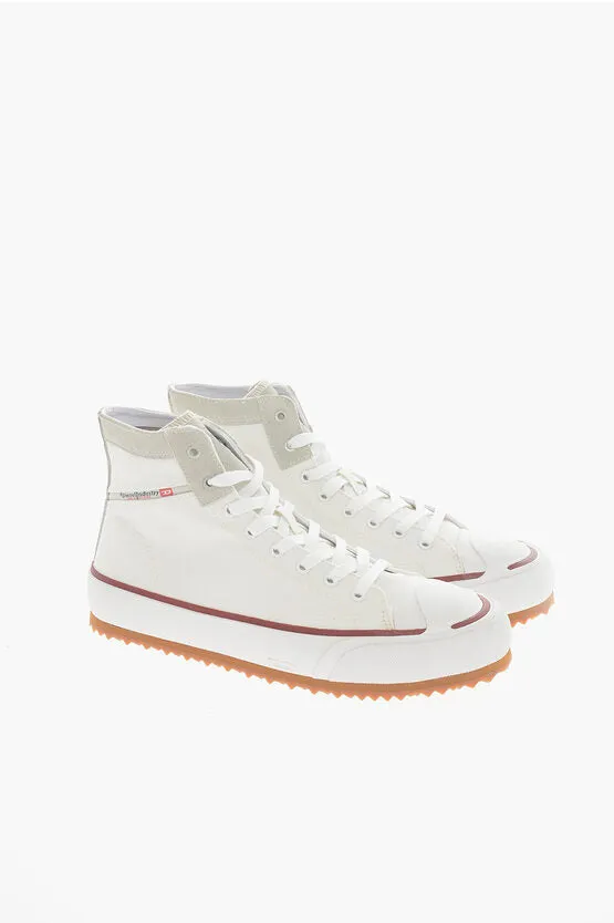 Diesel Canvas and Suede S-PRINCIPIA Low-Top Sneakers with Platform