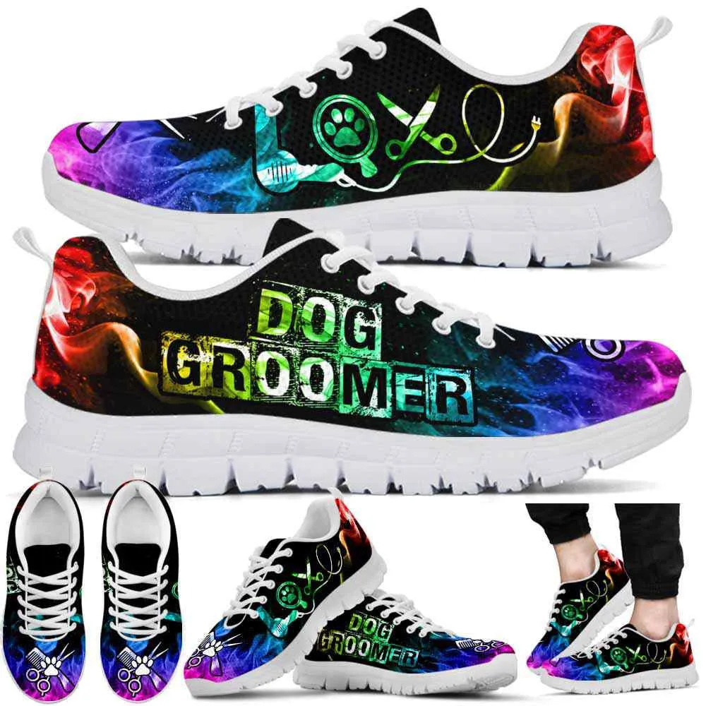 Dog Groomer Sneaker, Dog Groomer Smoke Grunge Text Sneakers Shoes, Best Running Shoes, Unique Gifts For Dog Lovers