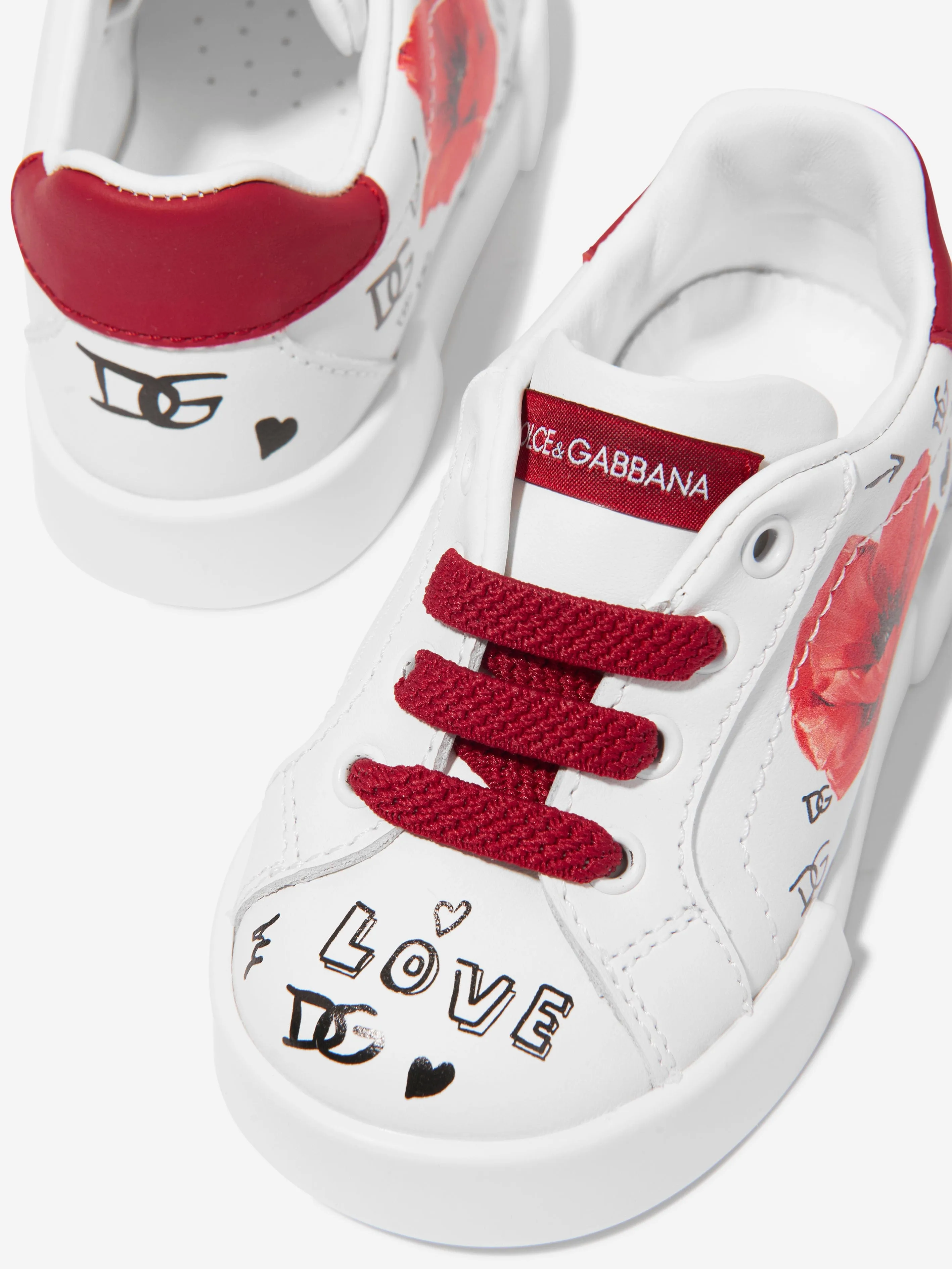 Dolce & Gabbana Girls Leather Poppy Trainers in White