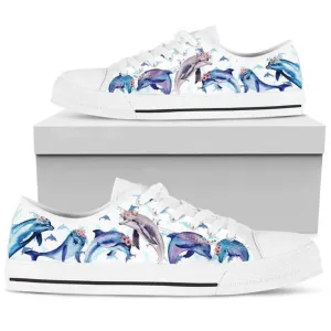 Dolphins Low Top Shoes For Men Women, Animal Print Canvas Shoes, Print On Canvas Shoes