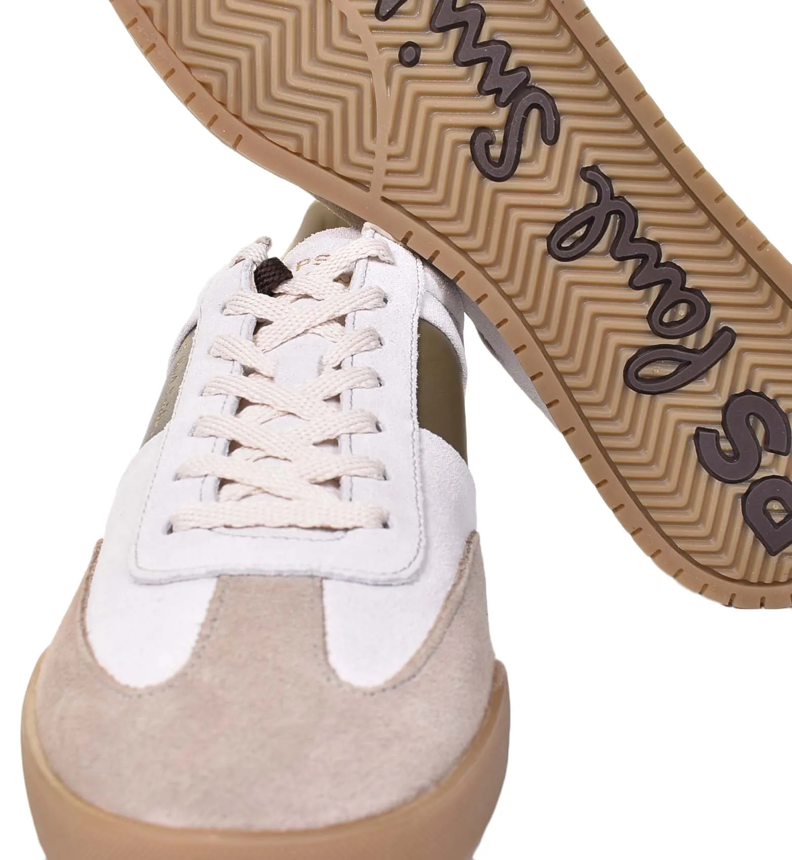 Dover Trainers White Brown Side Panel