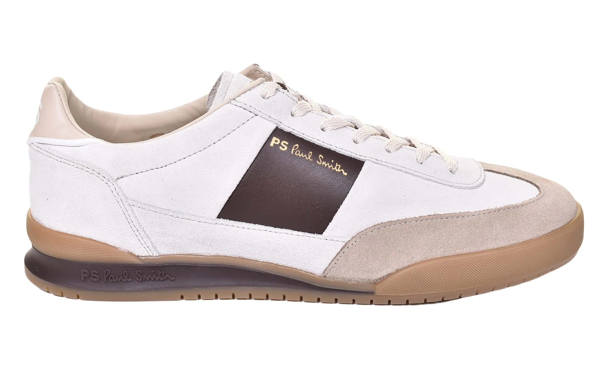 Dover Trainers White Brown Side Panel