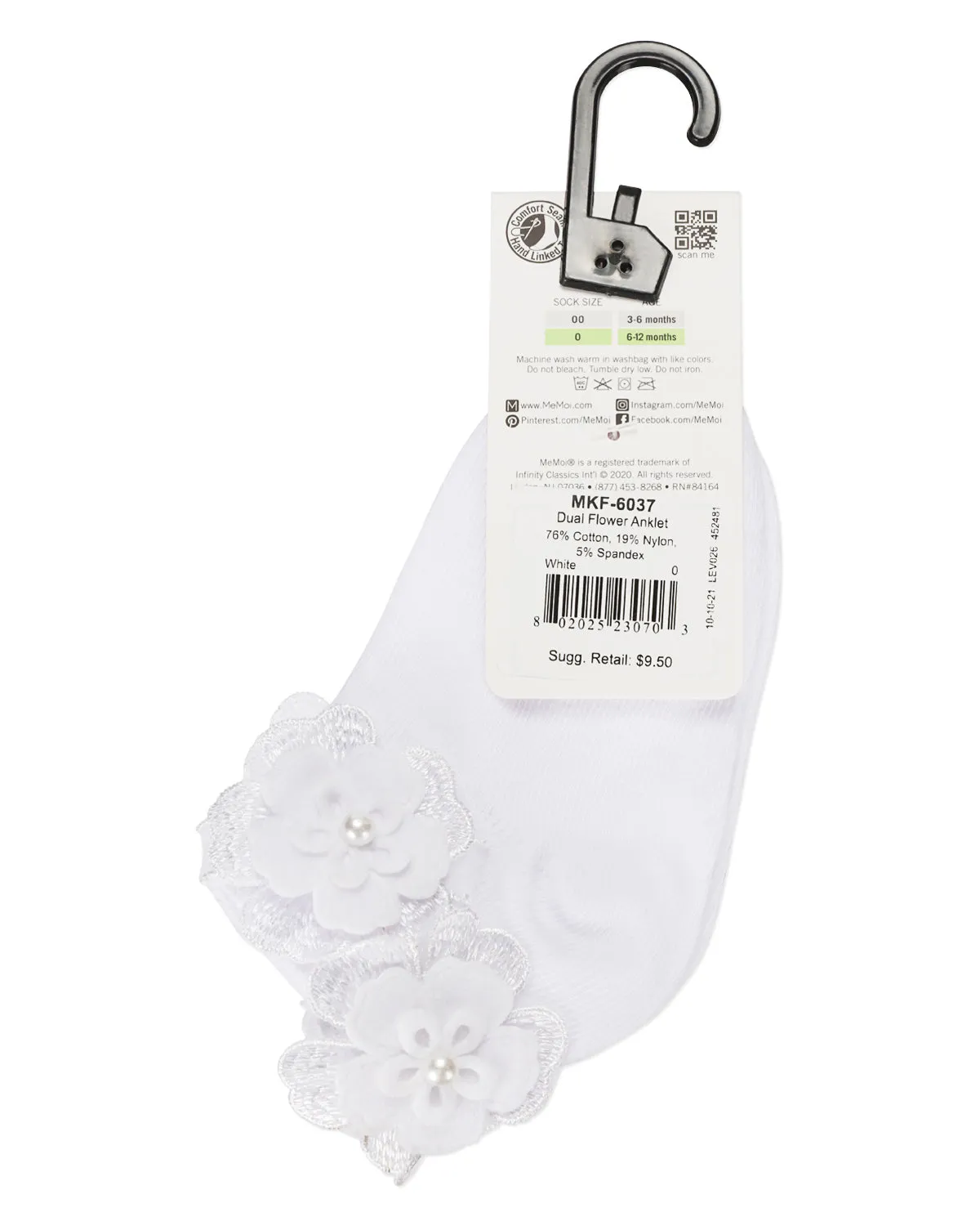 Dual Flower Girls Cotton Blend Anklet Sock