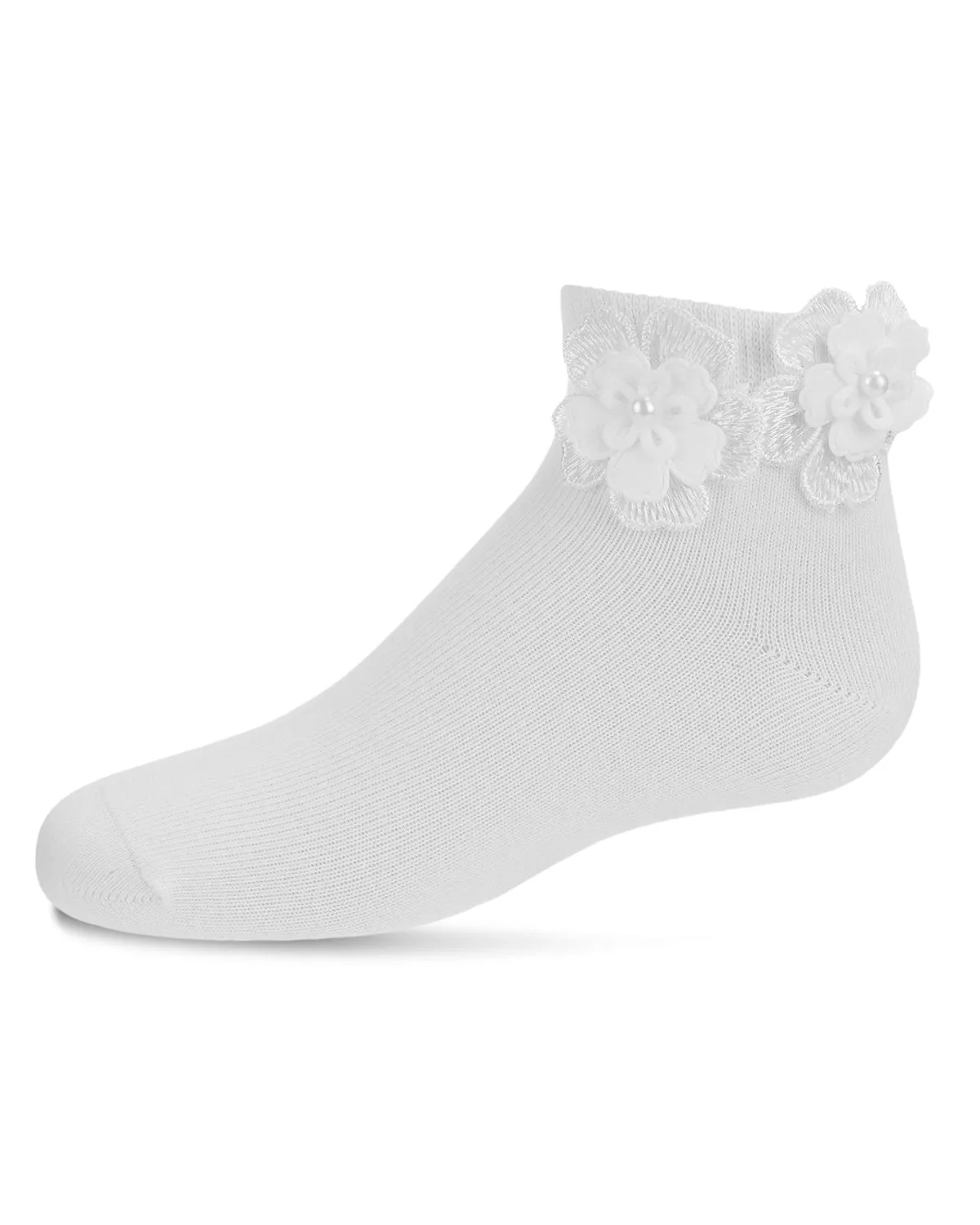 Dual Flower Girls Cotton Blend Anklet Sock