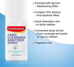 Elastoplast Cleansing Hand Sanitiser Spray 70% Alc 55ml - Bulk Buy Discounts