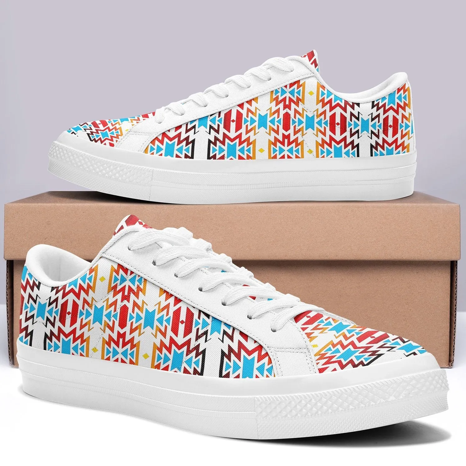 Fire Colors and Sky Aapisi Low Top Canvas Shoes White Sole