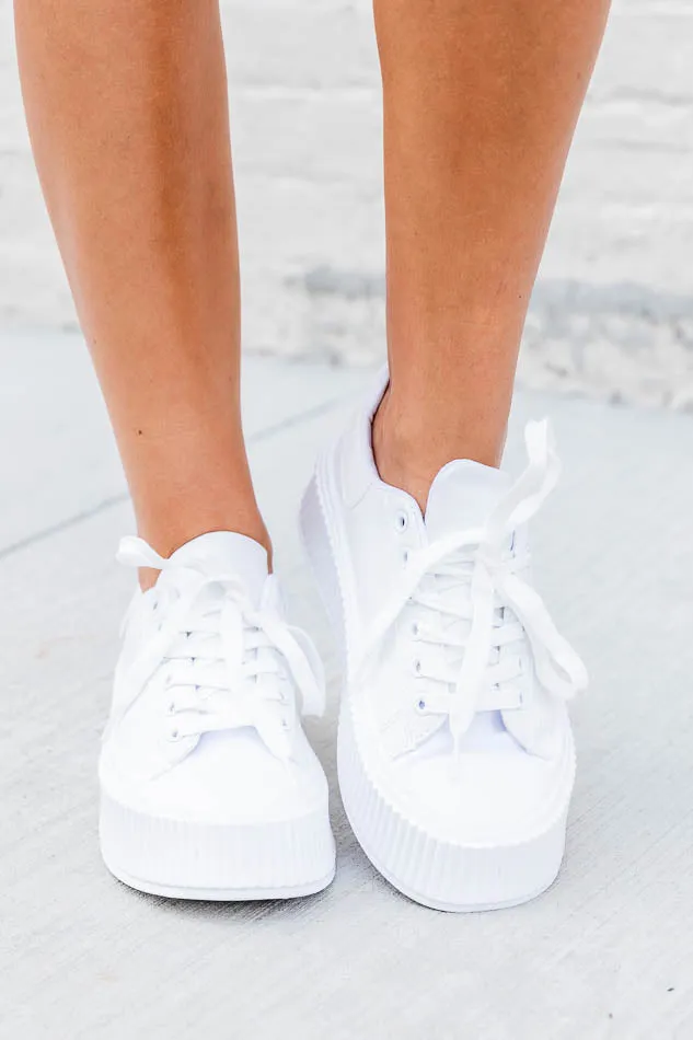 Genevieve White Lace Up Sneakers FINAL SALE