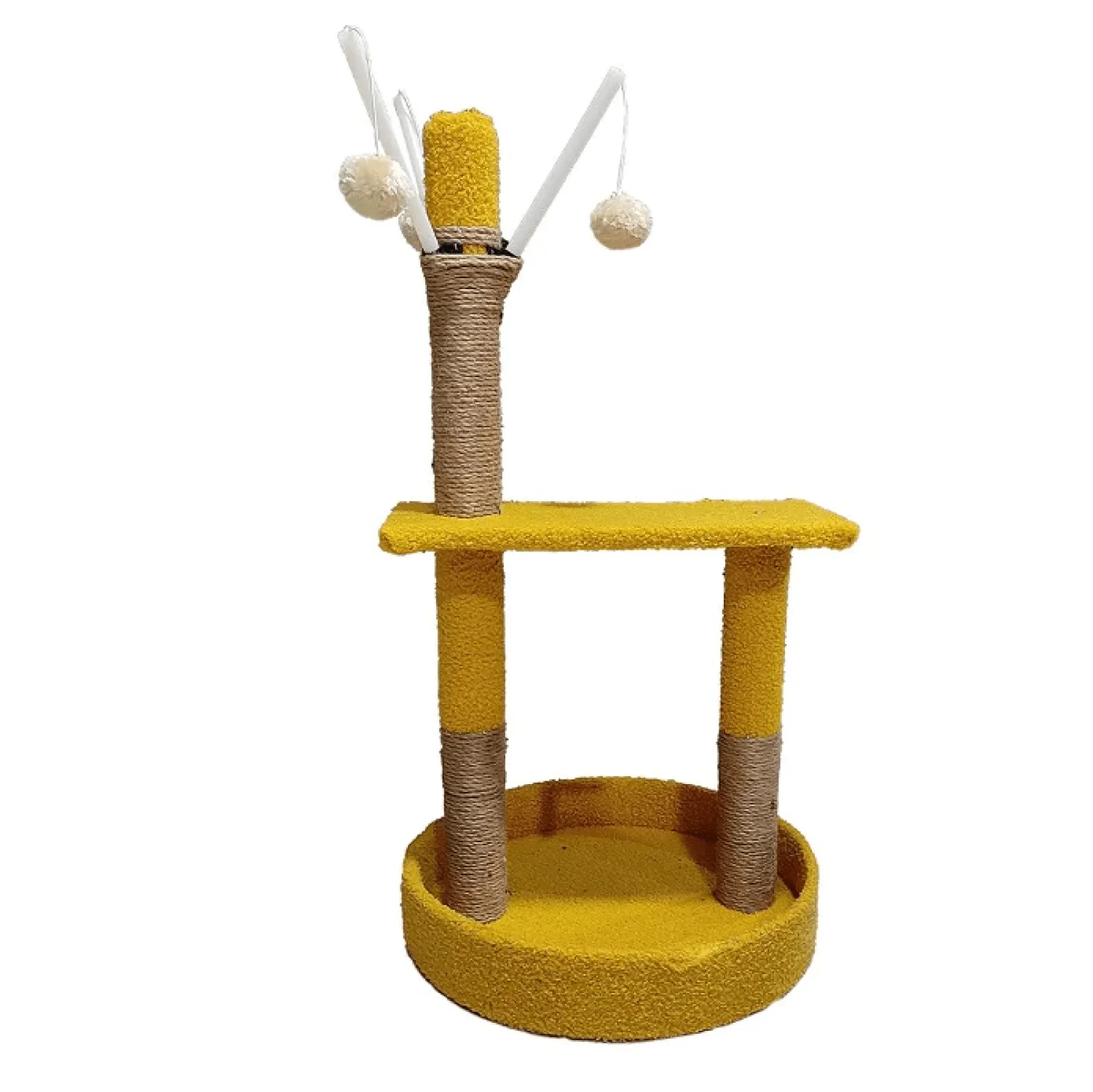 Goofy Tails Cat Tree Post with Toy for Kittens & Cats (Yellow)