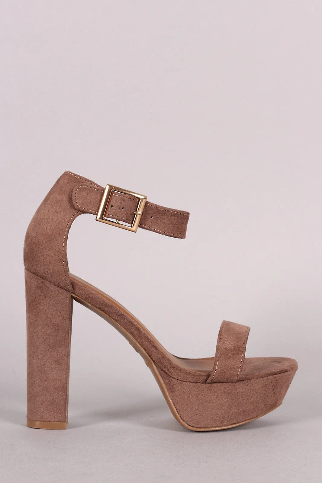 Halie - Suede Buckle Chunky Platform Heel