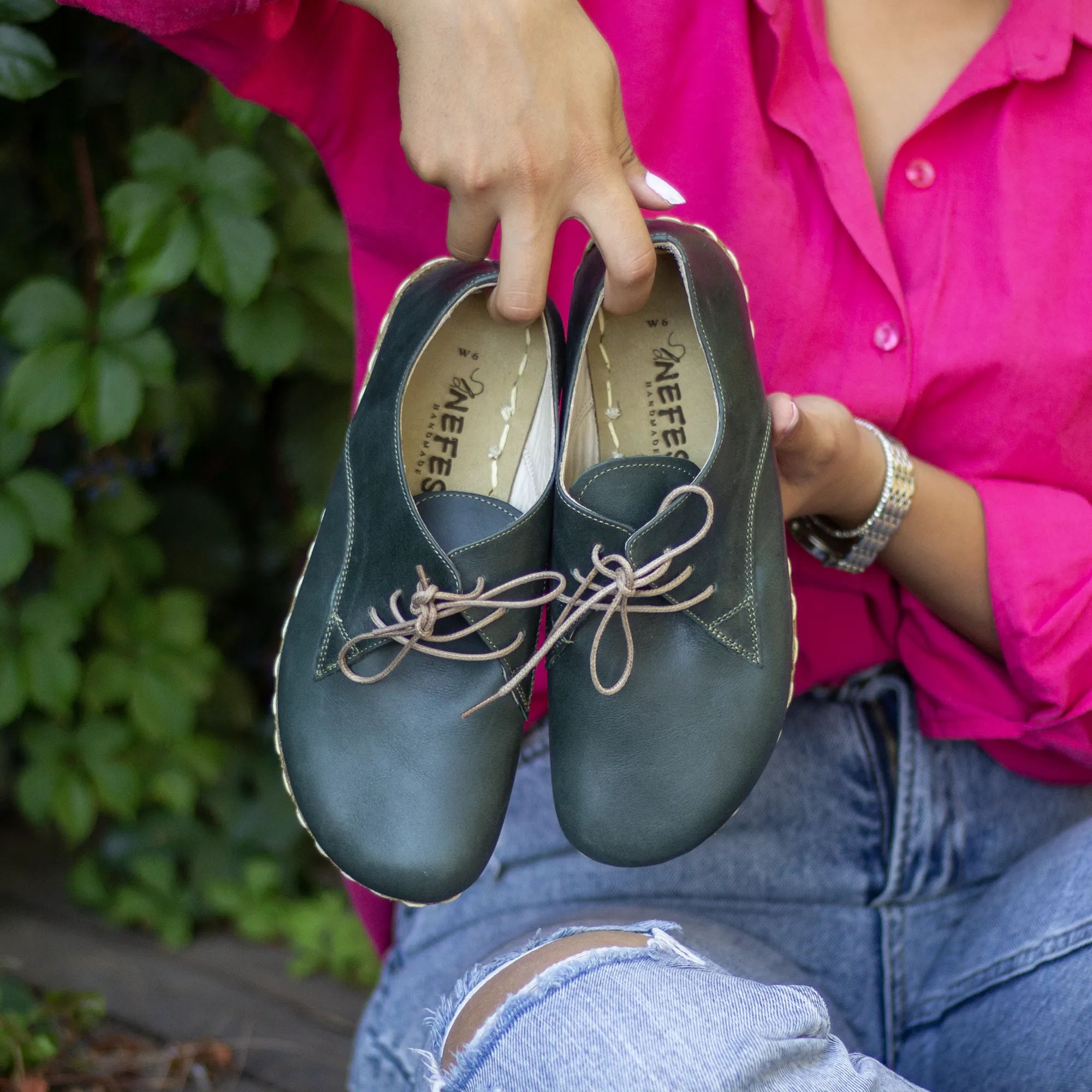 Handmade Barefoot Leather Shoes Toledo Green for Women