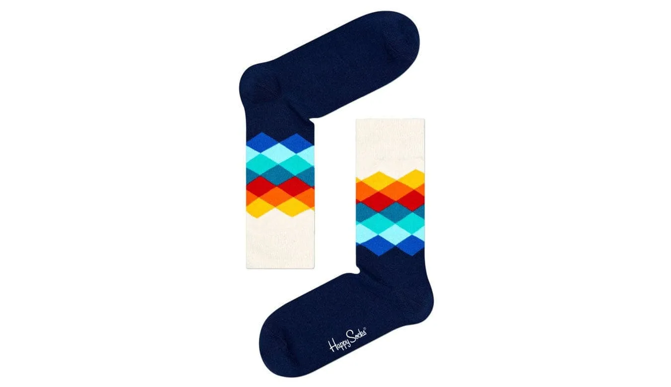 Happy Socks Faded Diamond Crew Socks