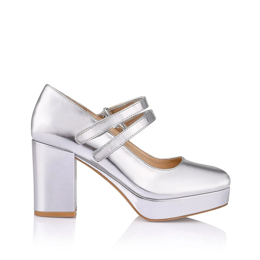 Hella Mary-Jane Platforms - Silver Mirror