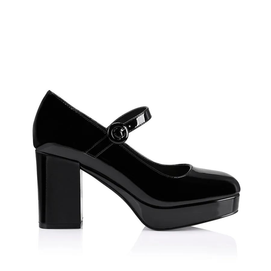 Hennessy Mary Jane Platforms - Black Patent