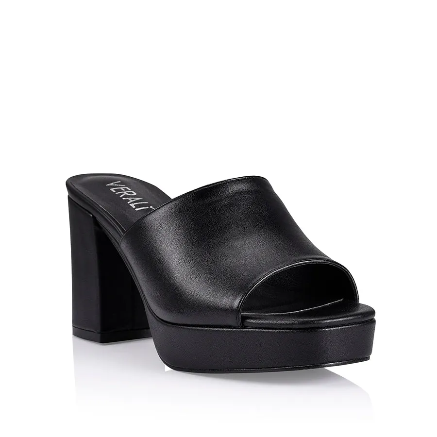 Henry Platform Mules - Black Smooth