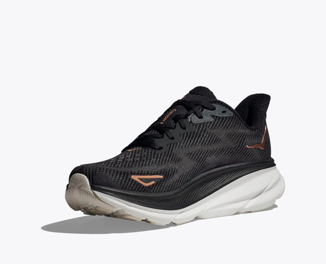 'Hoka' Women's Clifton 9 - Black / Rose Gold (Wide)