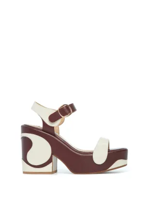 Iris Platform Sandal in Cream Bordeaux Nappa Leather