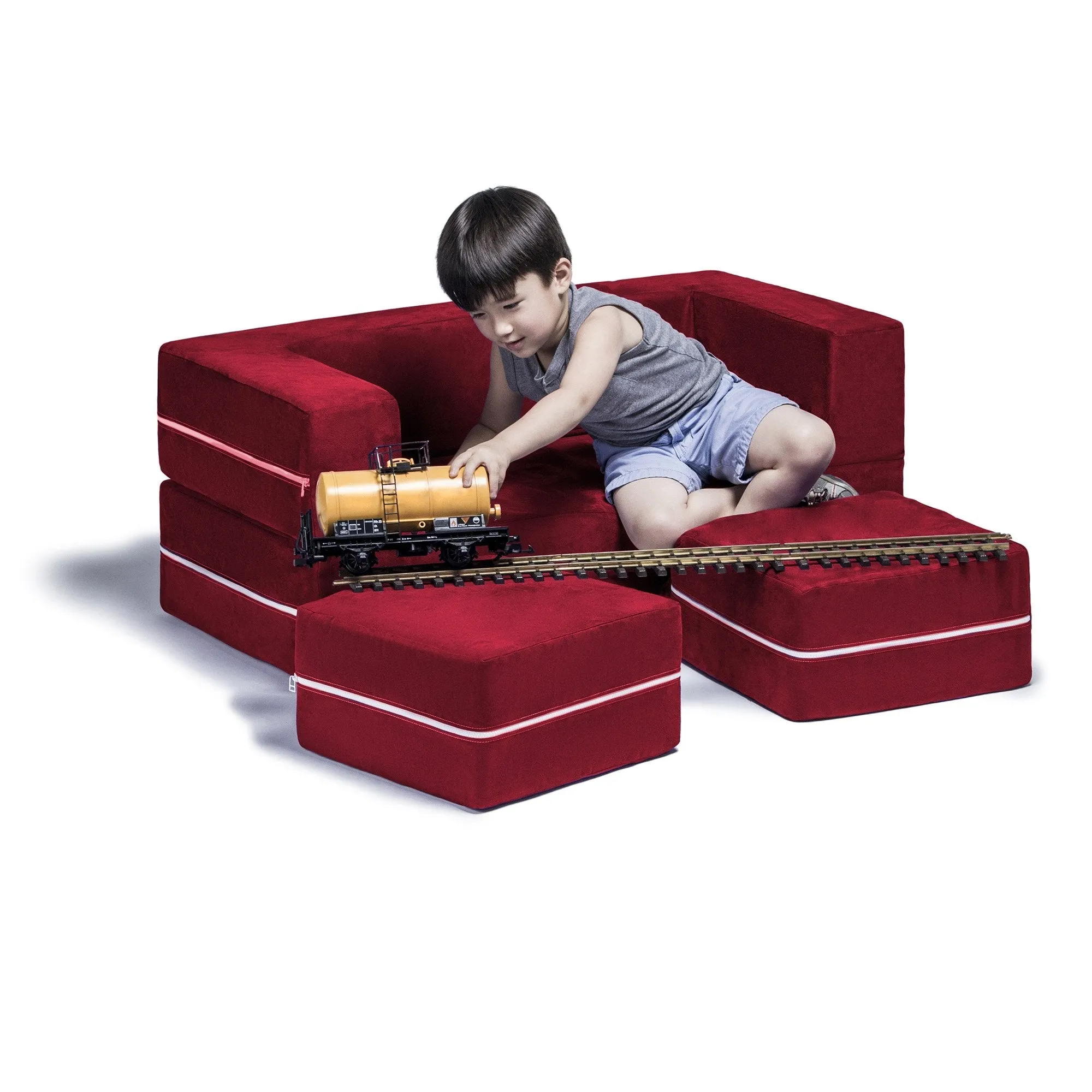 Jaxx Zipline Modular Kid's Loveseat And Ottoman