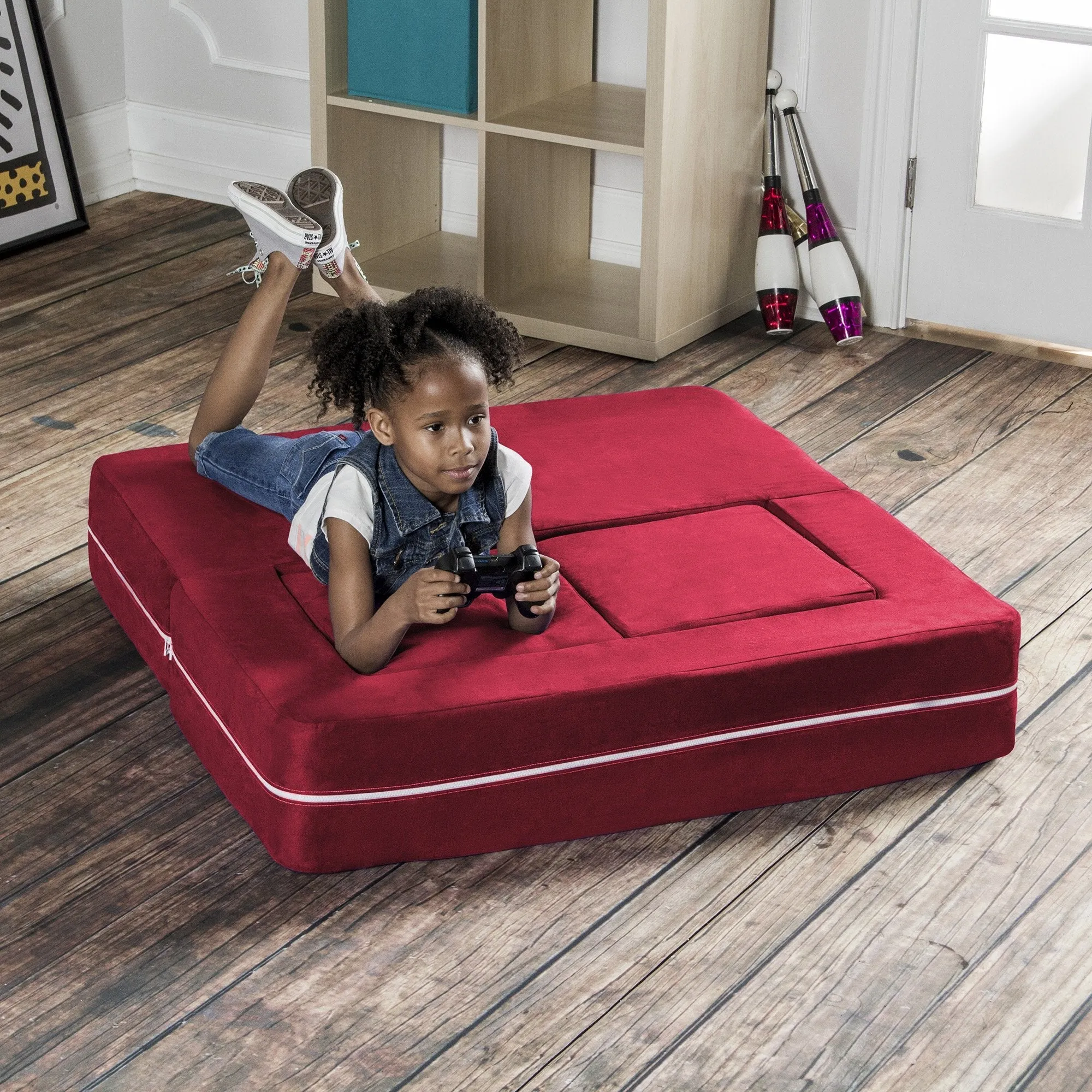 Jaxx Zipline Modular Kid's Loveseat And Ottoman