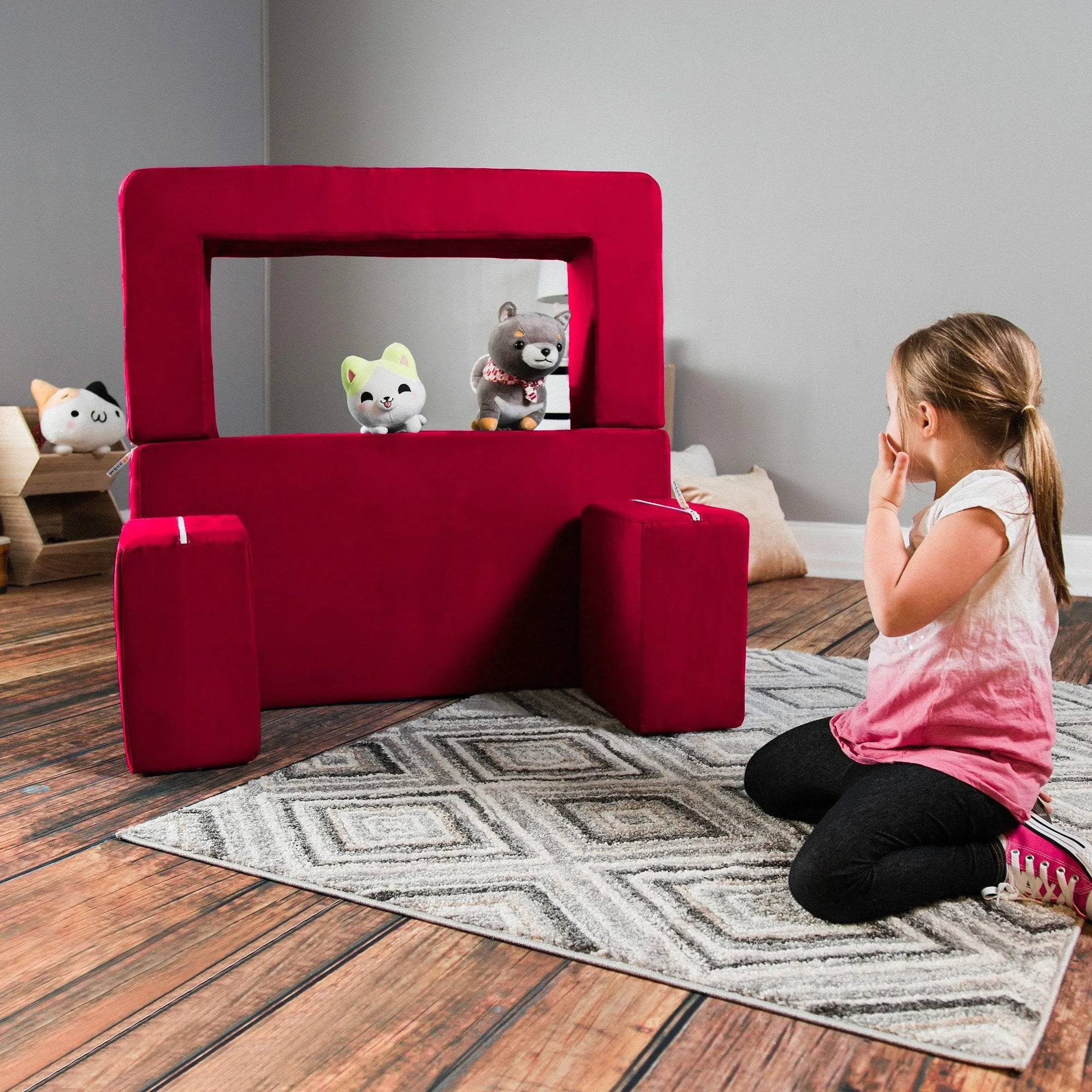 Jaxx Zipline Modular Kid's Loveseat and Ottoman