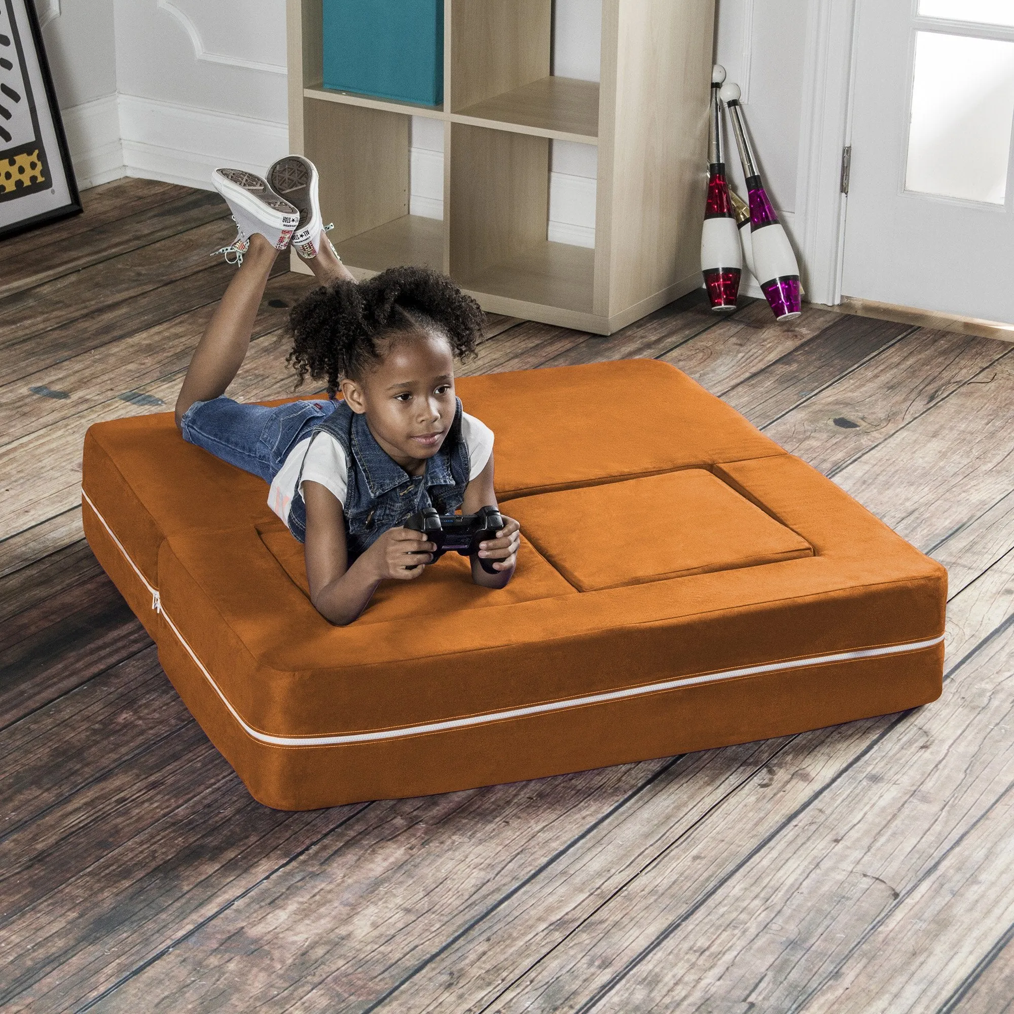 Jaxx Zipline Modular Kid's Loveseat and Ottoman