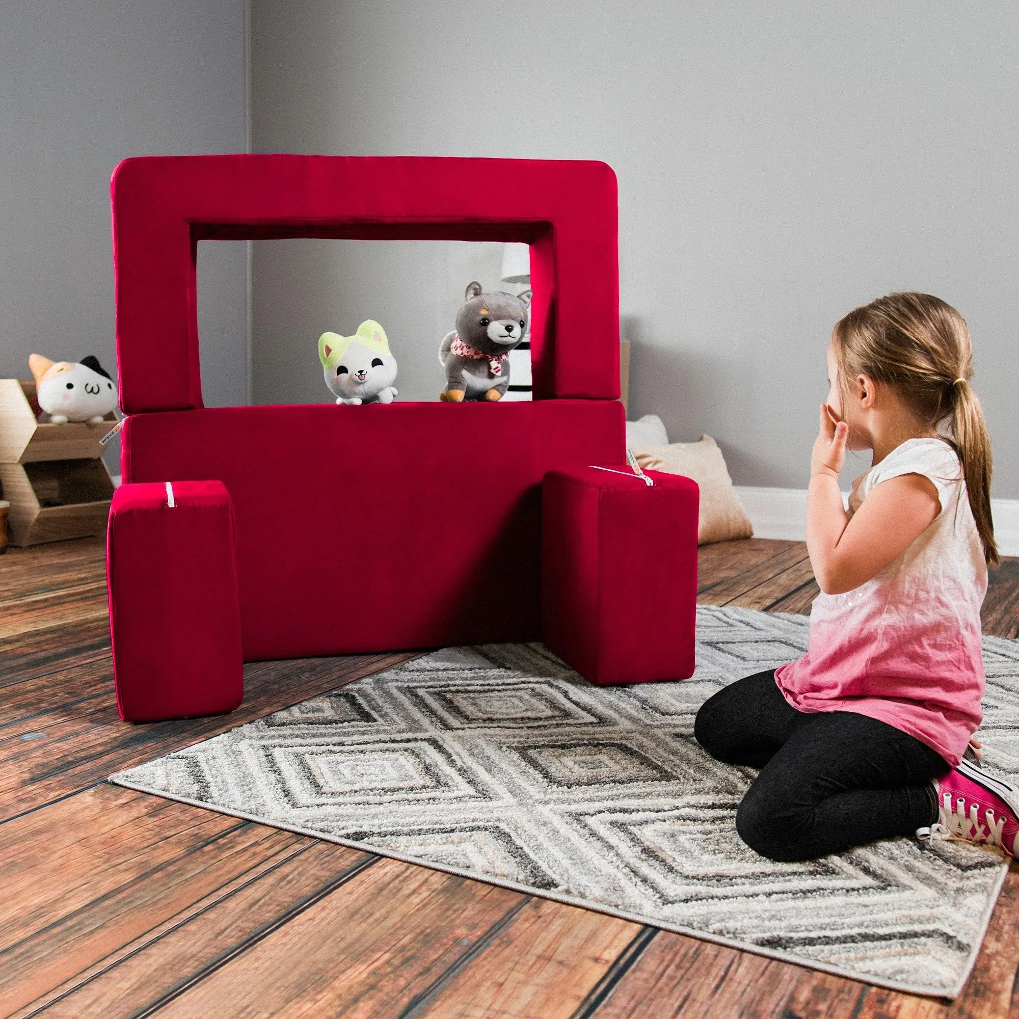 Jaxx Zipline Modular Kid's Loveseat And Ottoman