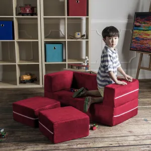 Jaxx Zipline Modular Kid's Loveseat And Ottoman