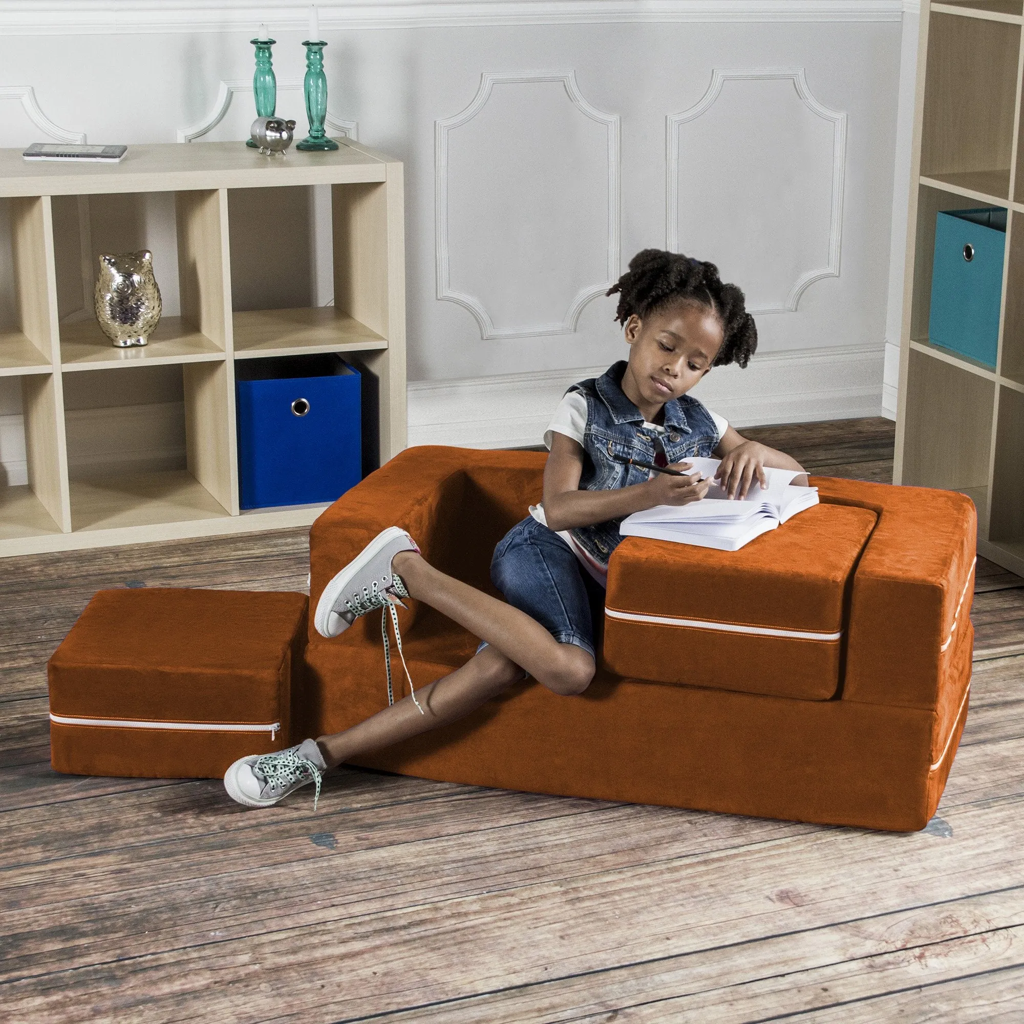 Jaxx Zipline Modular Kid's Loveseat and Ottoman