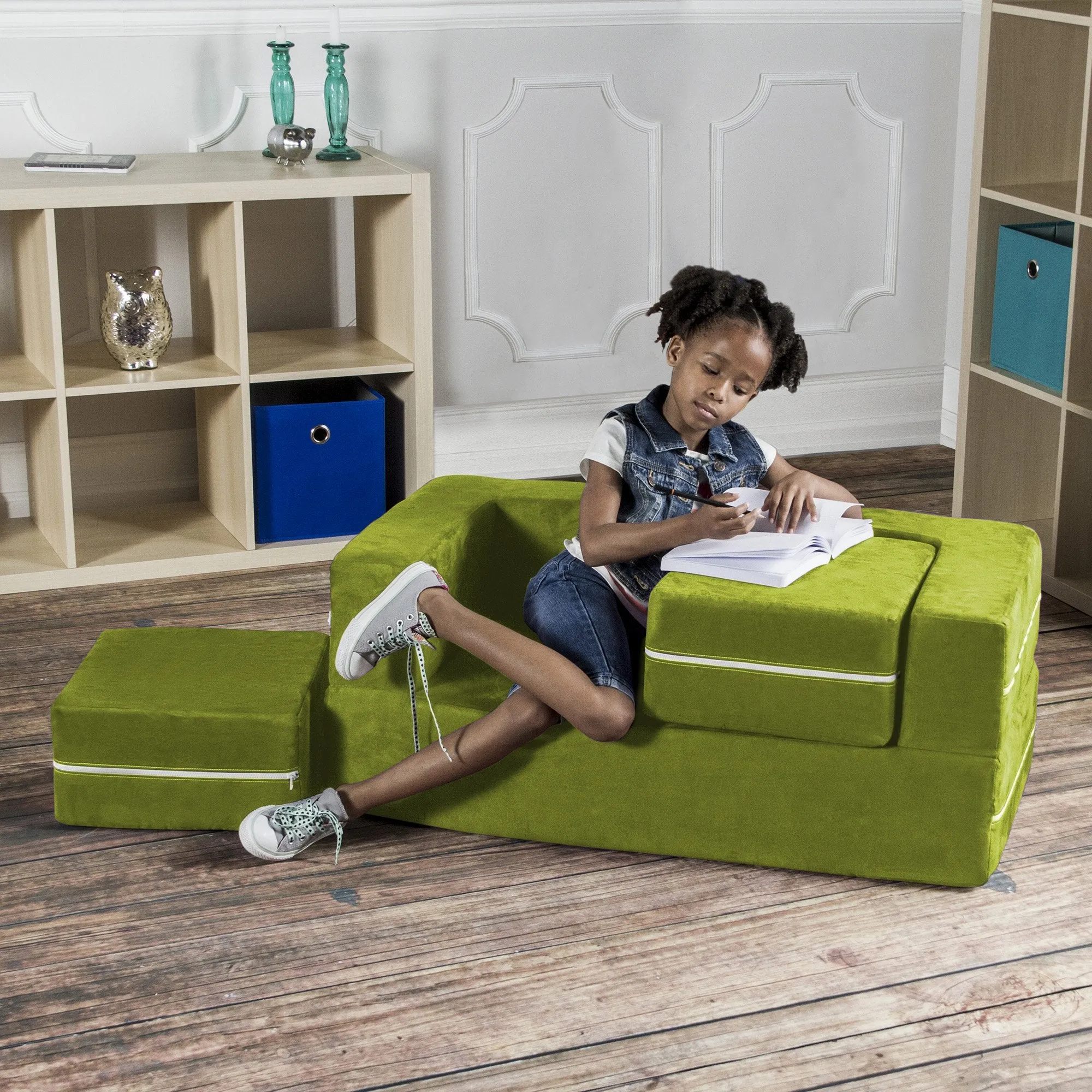 Jaxx Zipline Modular Kid's Loveseat and Ottoman