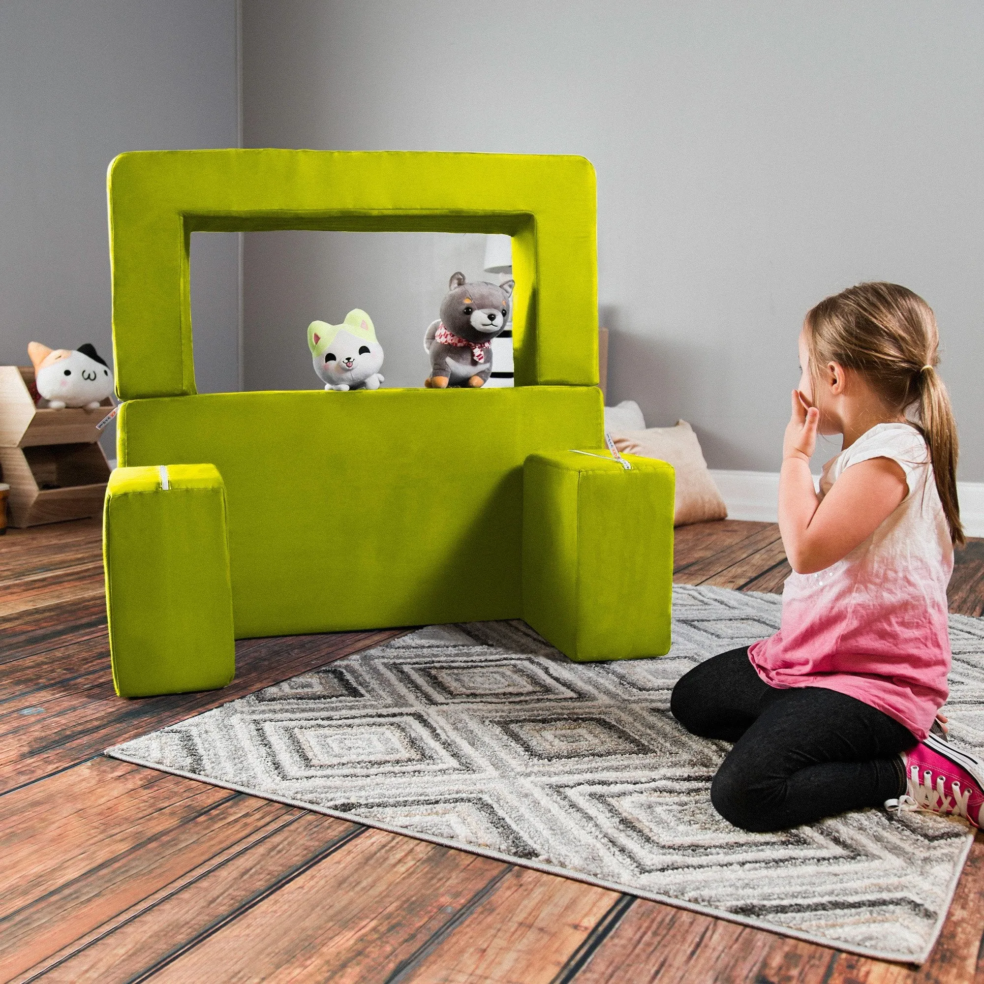 Jaxx Zipline Modular Kid's Loveseat and Ottoman