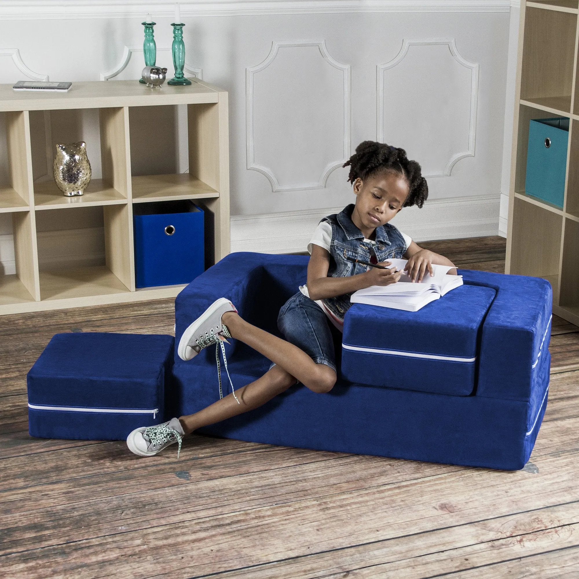 Jaxx Zipline Modular Kid's Loveseat and Ottoman