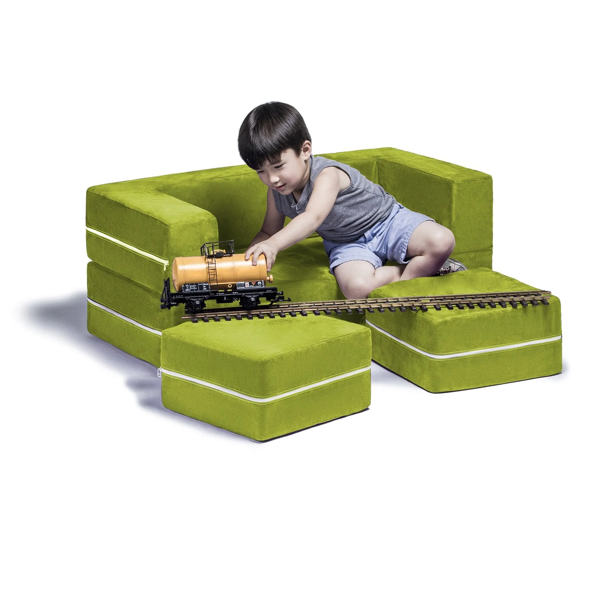 Jaxx Zipline Modular Kid's Loveseat and Ottoman