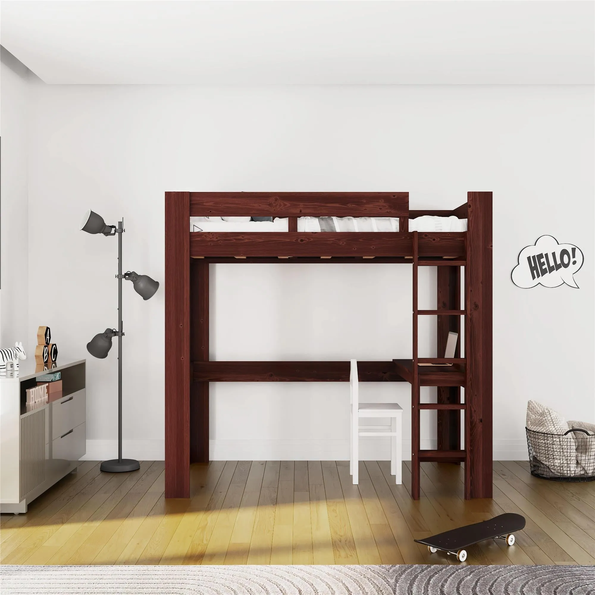 Jaymee Kids Wood Loft Bed with Desk