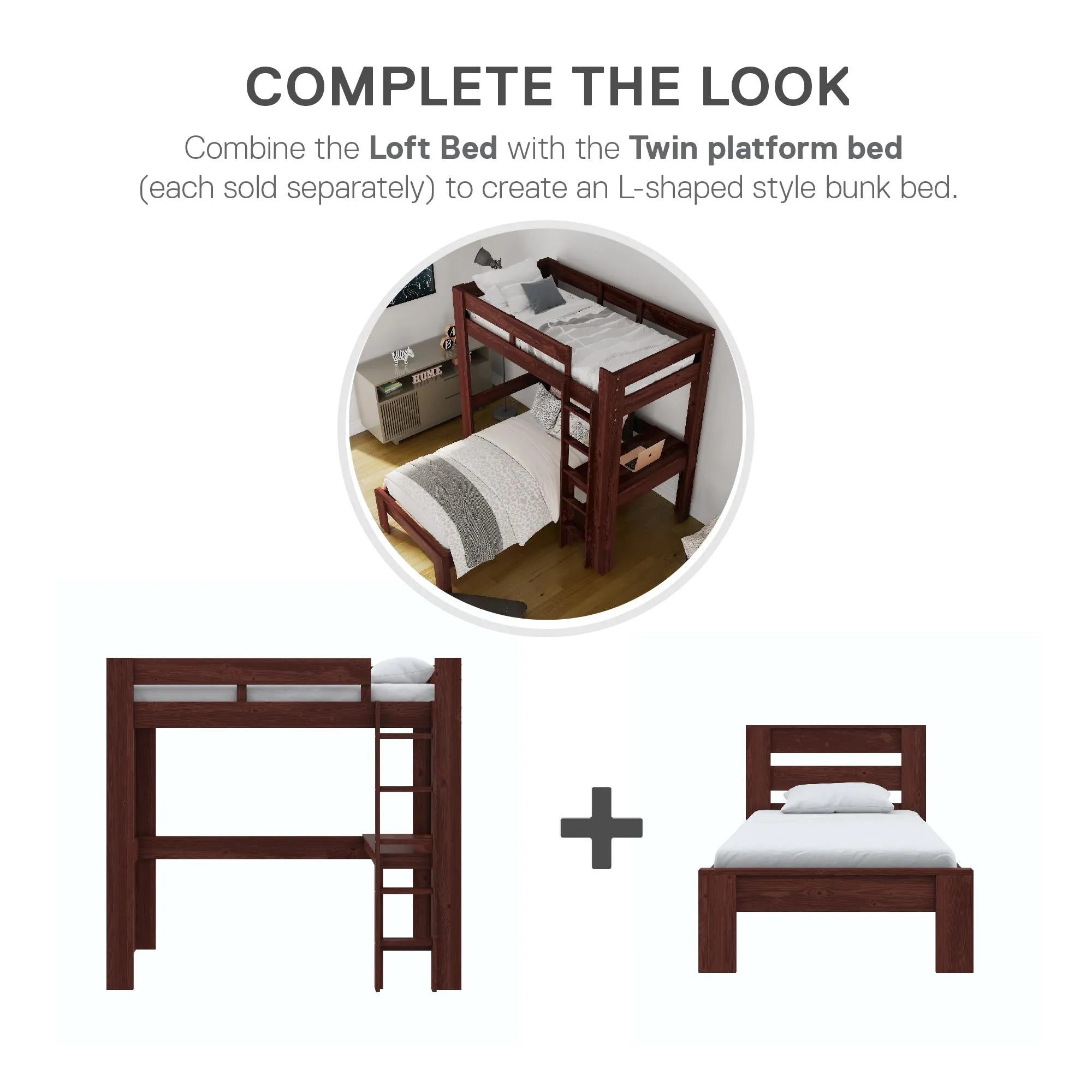 Jaymee Kids Wood Loft Bed with Desk