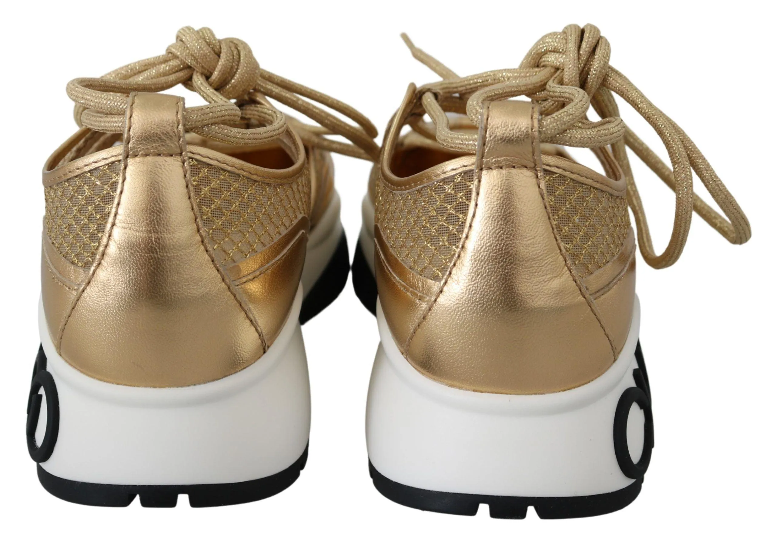 Jimmy Choo Gold Mesh Leather Michigan Sneakers