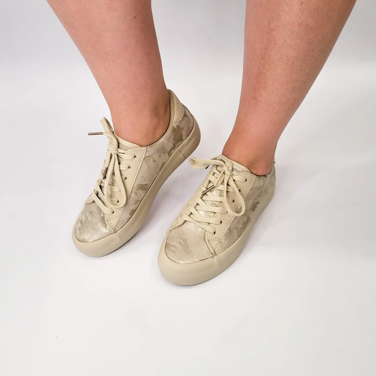 K7 beige python lace up sneaker