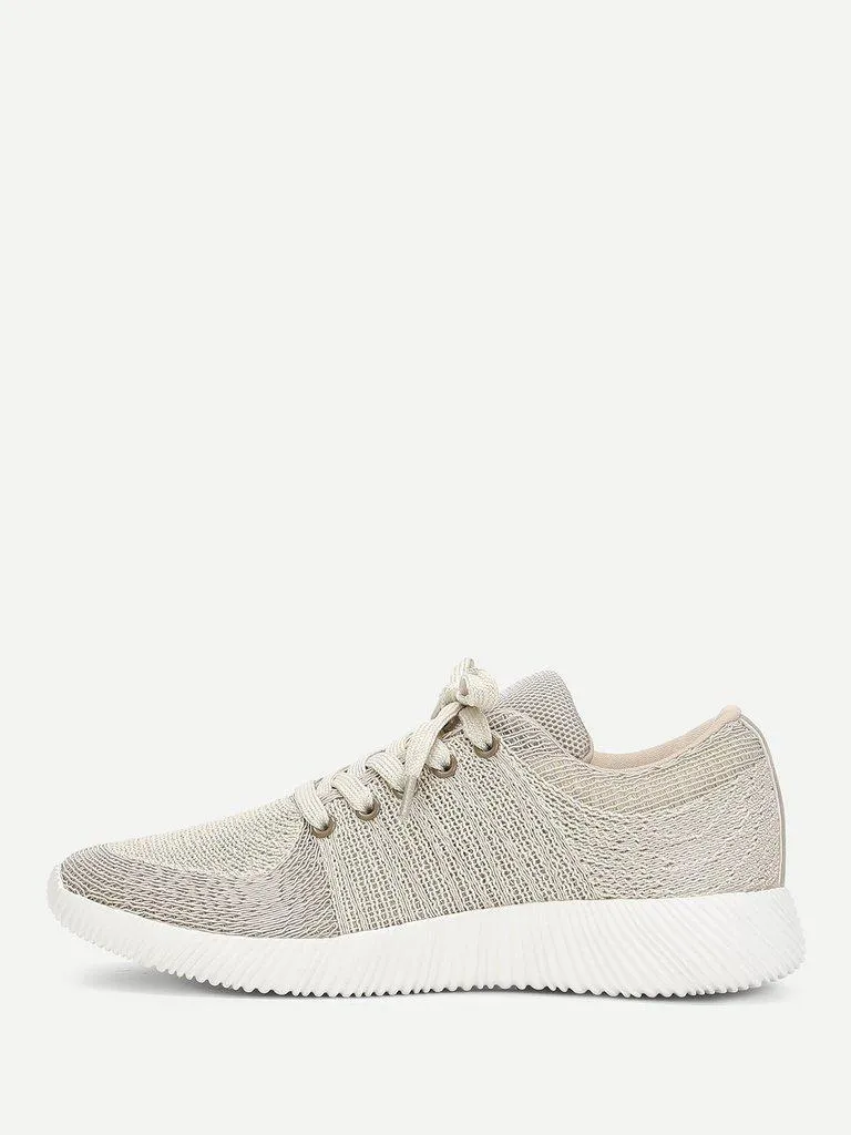 Knit Design Lace Up Sneakers