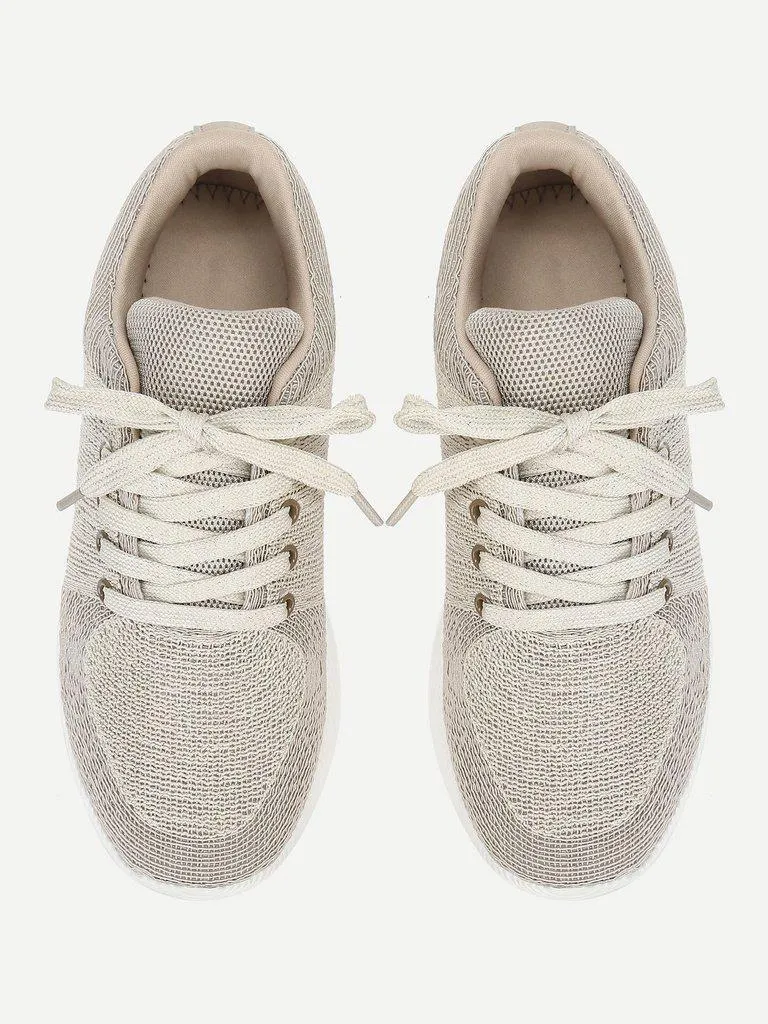 Knit Design Lace Up Sneakers