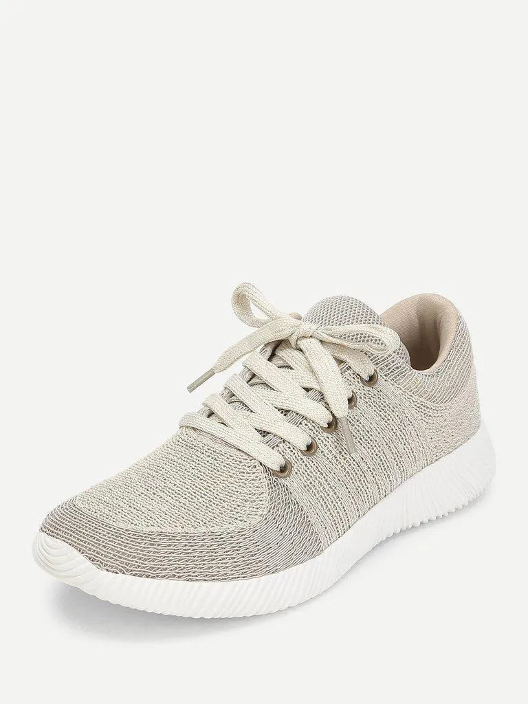 Knit Design Lace Up Sneakers