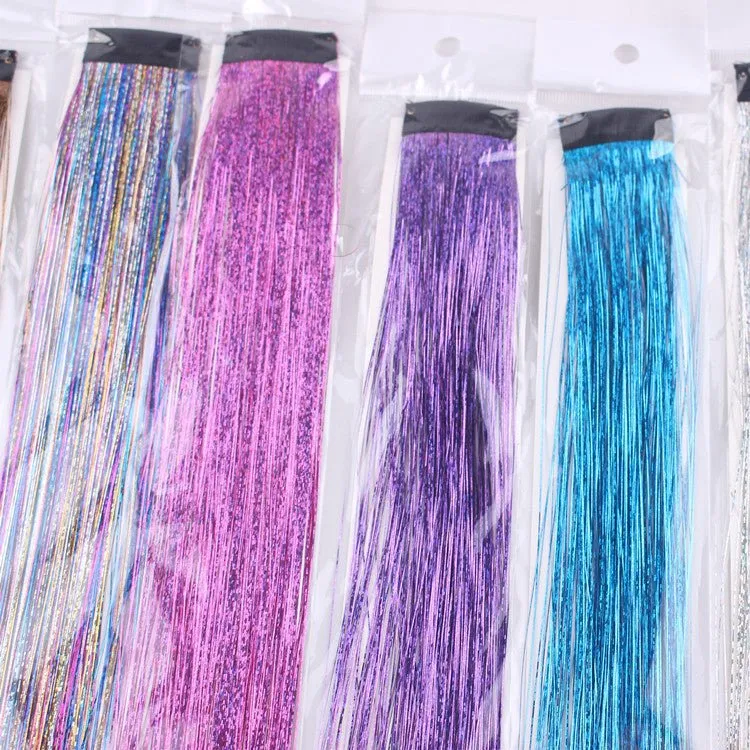 Korean version of the laser color gold hair hair colorful hairstance colorful fake hair piece high temperature silk reachaes