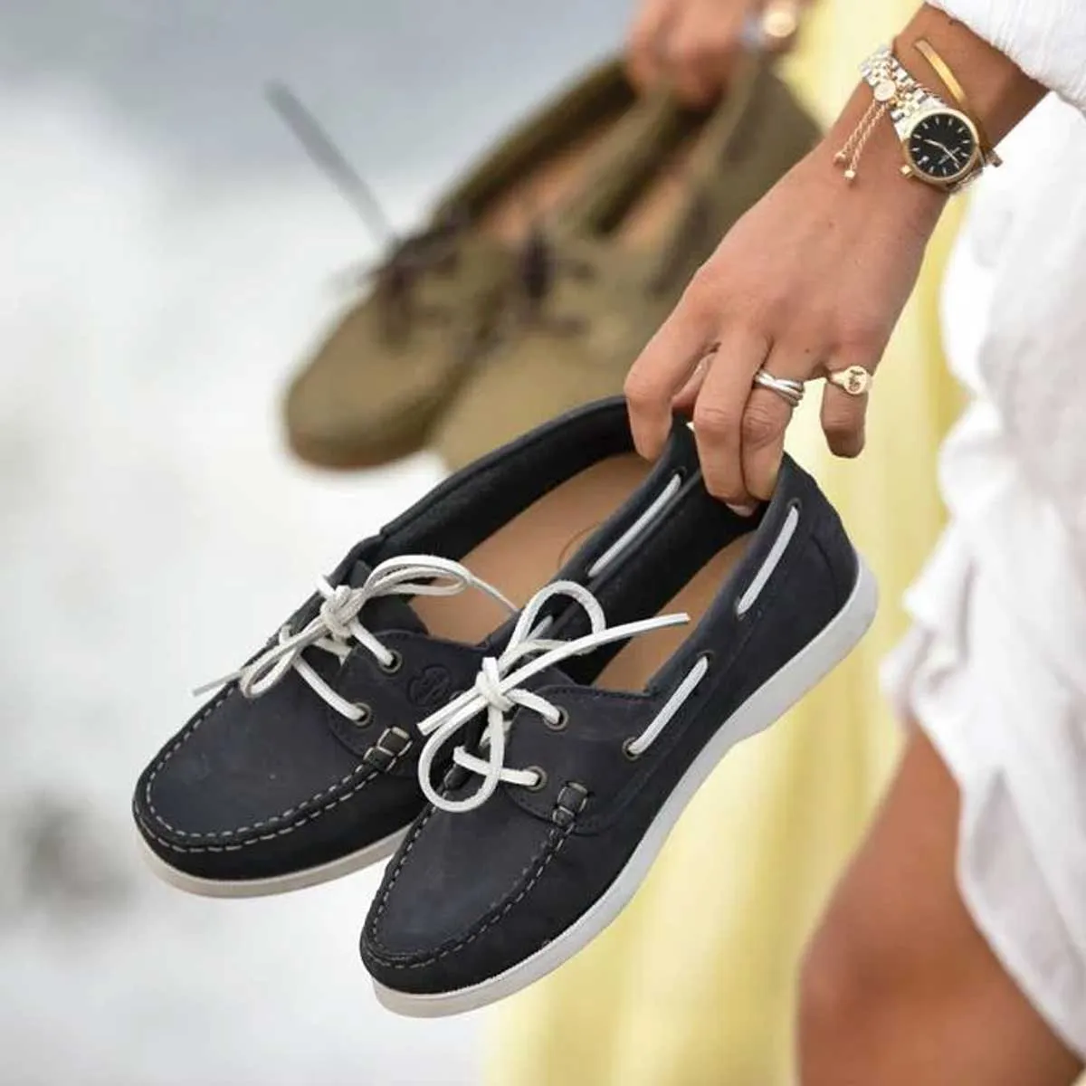 LE CHAMEAU Galion Deckshoes - Women's - Navy Nubuck