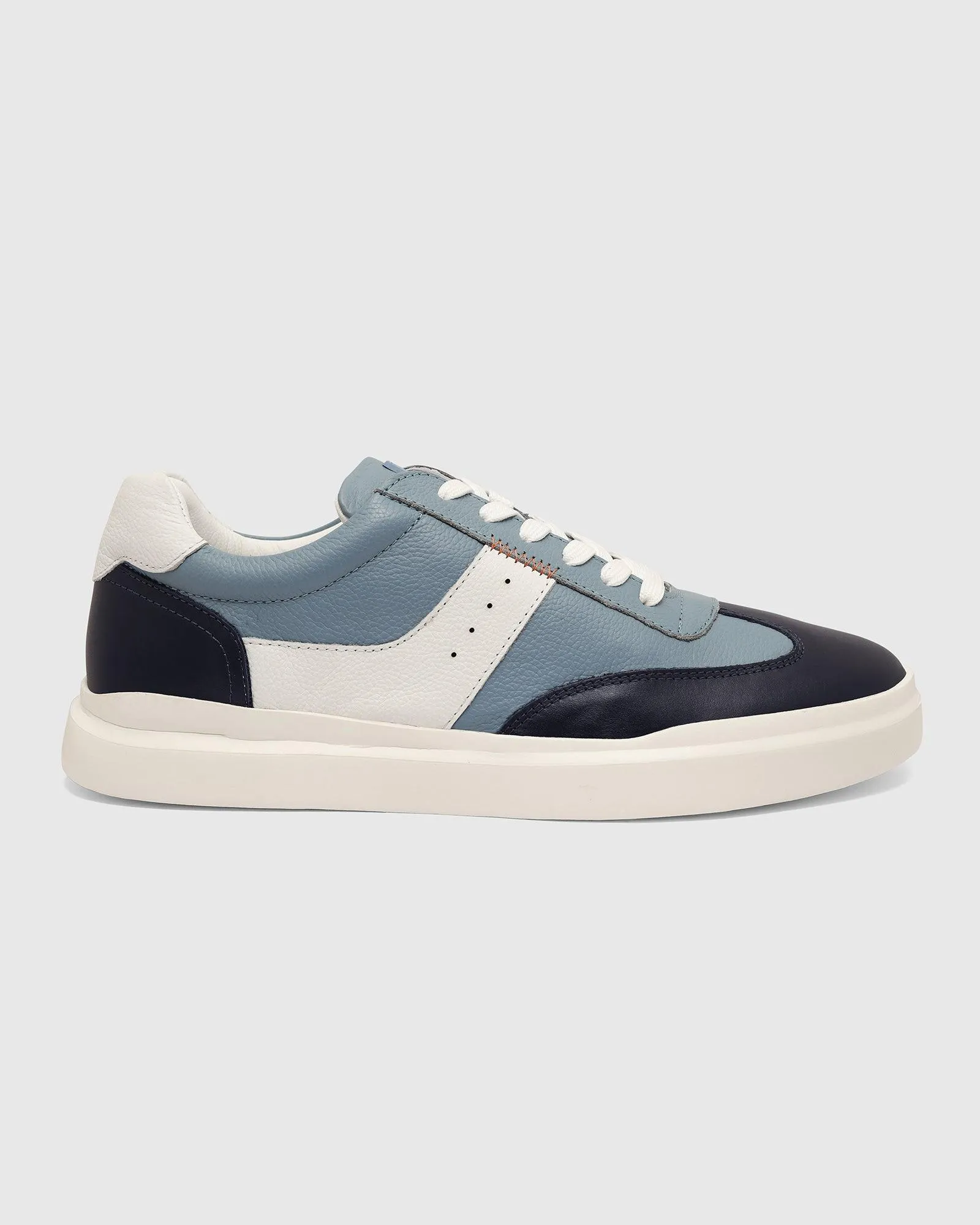 Leather Blue Solid Sneakers - Tammy