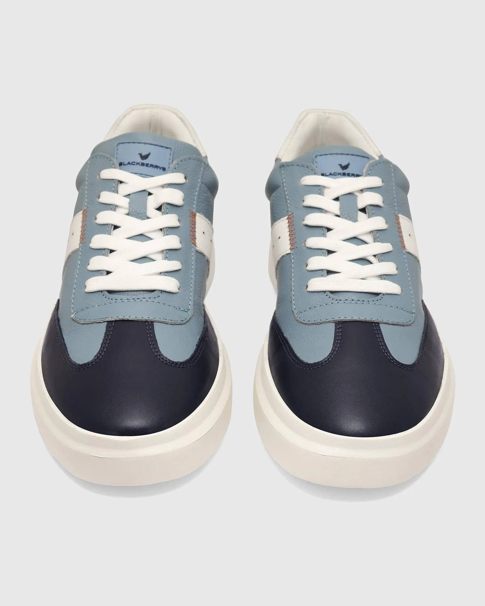 Leather Blue Solid Sneakers - Tammy