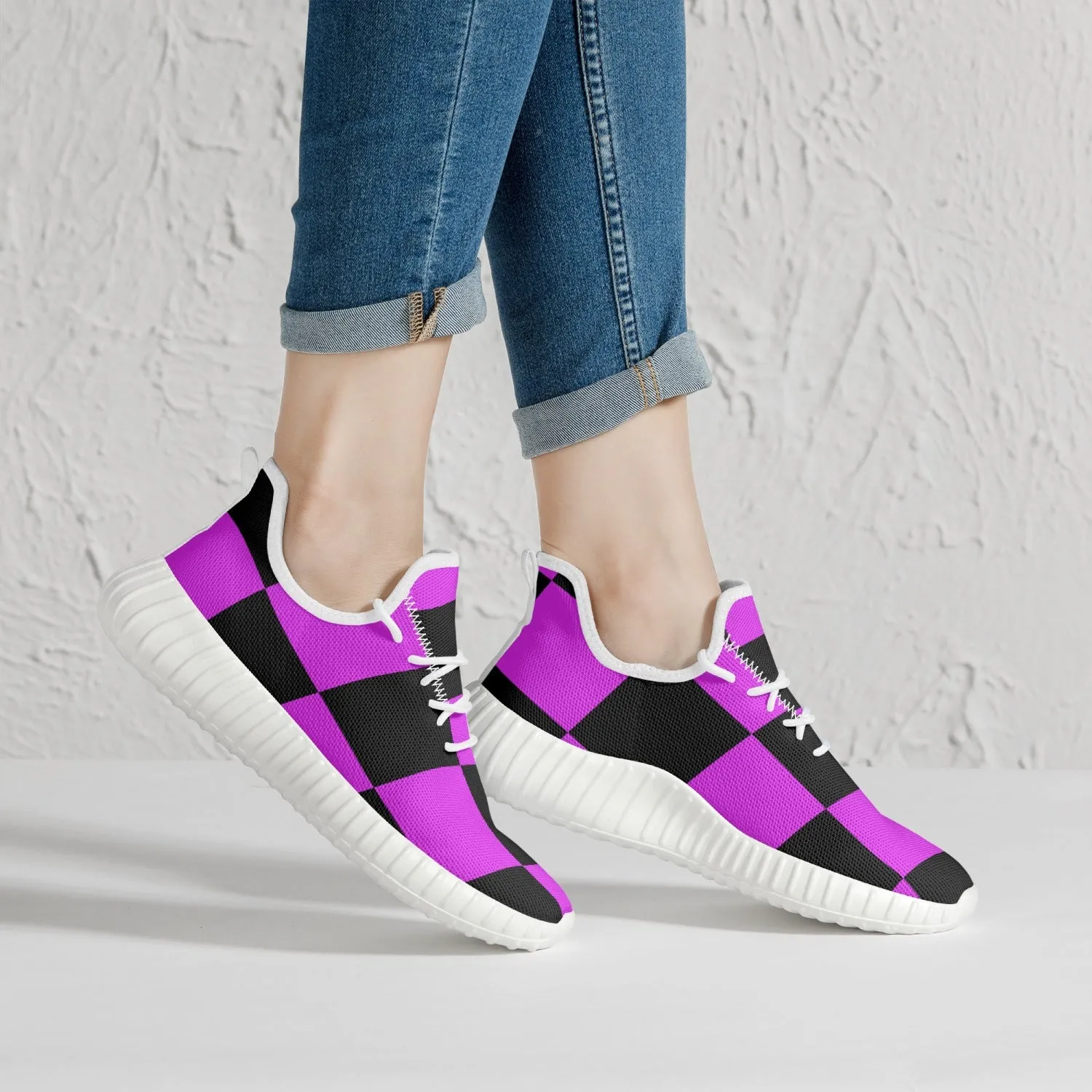 Mad Pink | Mesh Knit Sneakers - White/Black