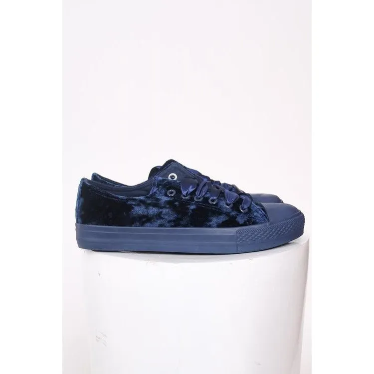 Malika Velour Ribbon Lace-Up Trainers