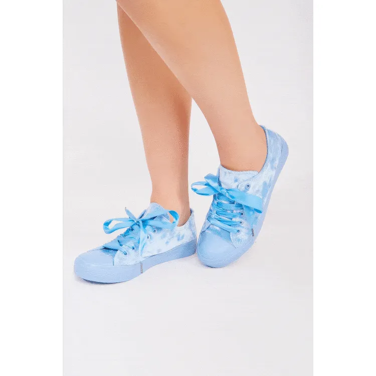 Malika Velour Ribbon Lace-Up Trainers