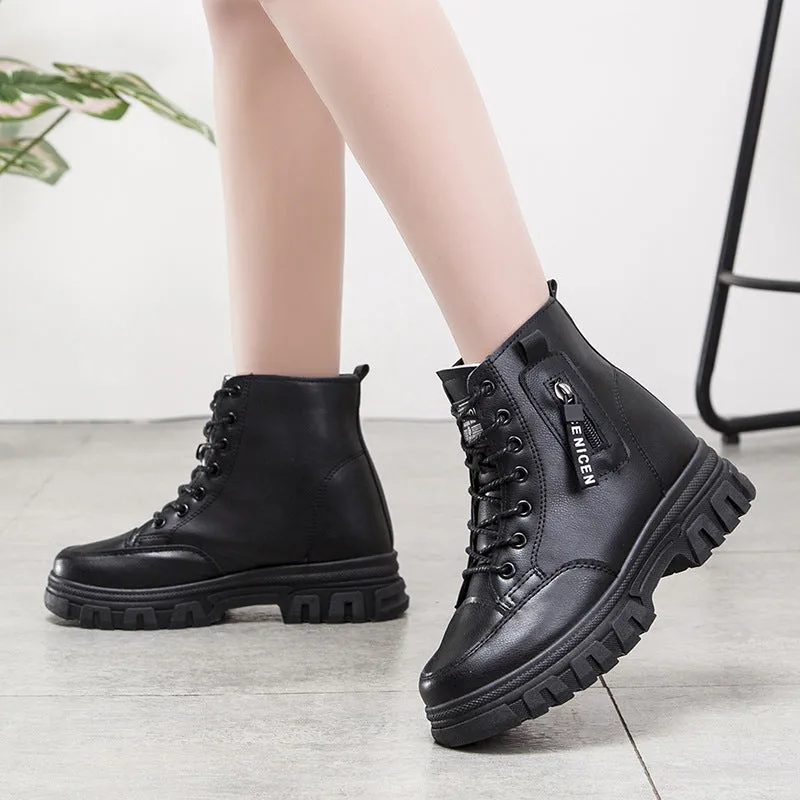 Martin Boots for Women Spring and Summer New Thick-Soled High-Looking Single-Layer Boots Cross-Border Wholesale British Style Outdoor Fashion Wear Casual Boots Women