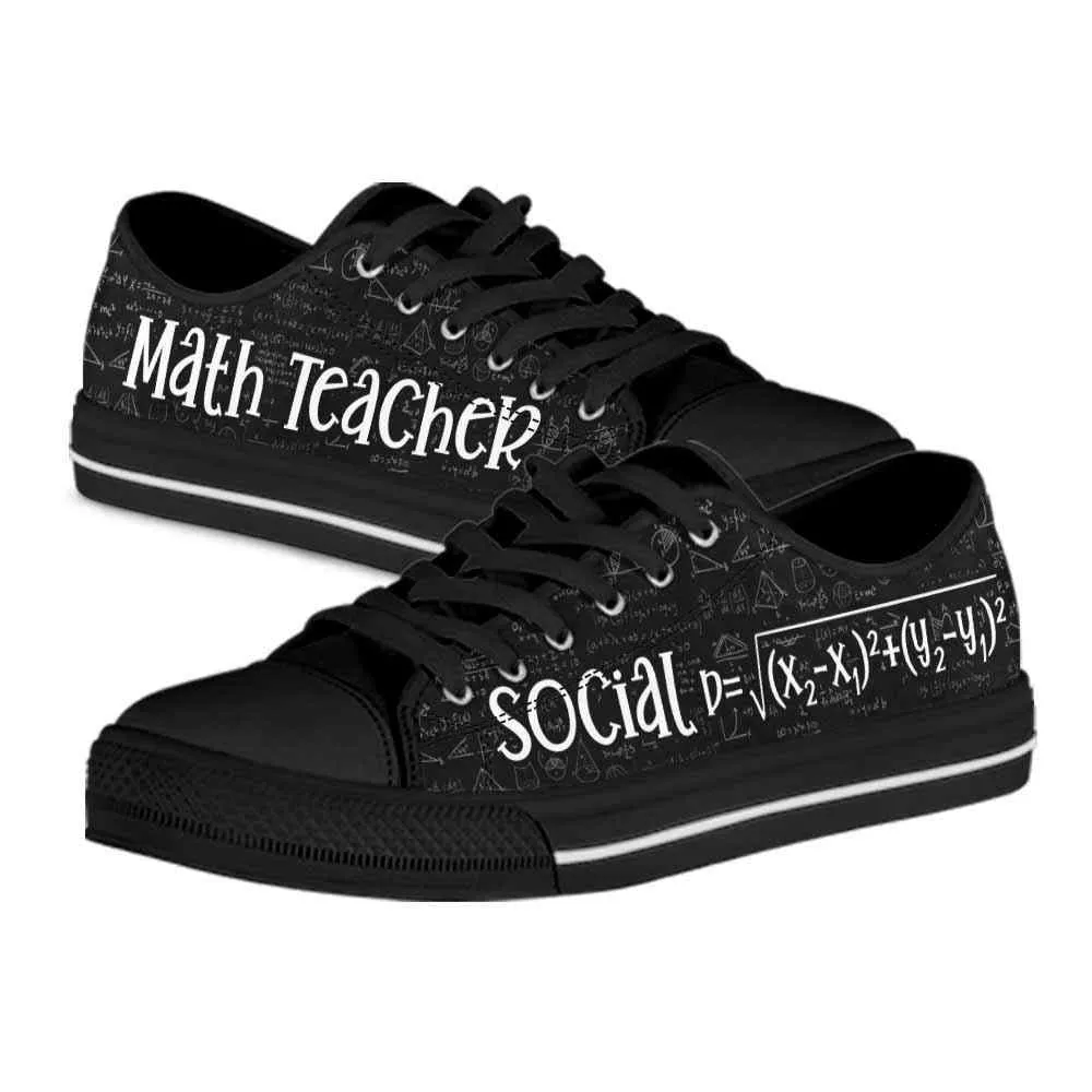 Math Teacher Social Distance Formula Low Top Shoes, Teacher Shoes, Low Top Sneakers